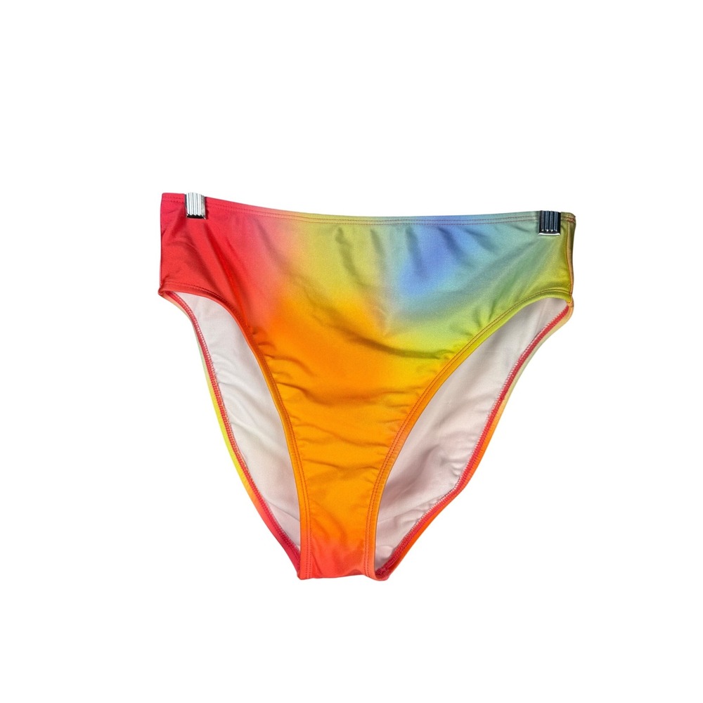 Salt + Cove Rainbow Ombre High Waist Bikini Bottoms Neon Swim NWOT L